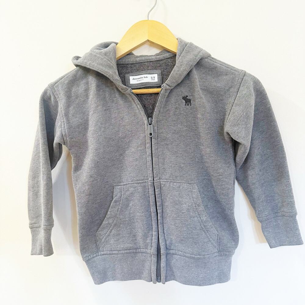 Abercrombie Kids Relaxed Fit Hoodie sz 5-6 Gray Full Zip Hoodie